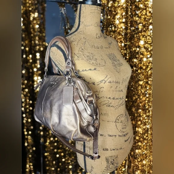 Vintage Coach Metallic Gold Madison Sophia Satchel - Picture 9 of 16